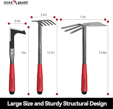 FLORA GUARD 6-Piece Garden Tool Set, Heavy Duty Steel Hand Tools