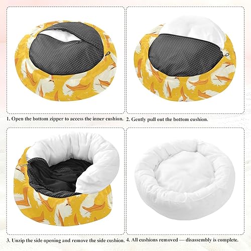 Miniatura 7 de Wudan Pet Cat Beds Calming Anti Anxiety Fluffy Dog Pillow Bed for Extra Small Size Pets Supplies S Cartoon Albatross Yellow