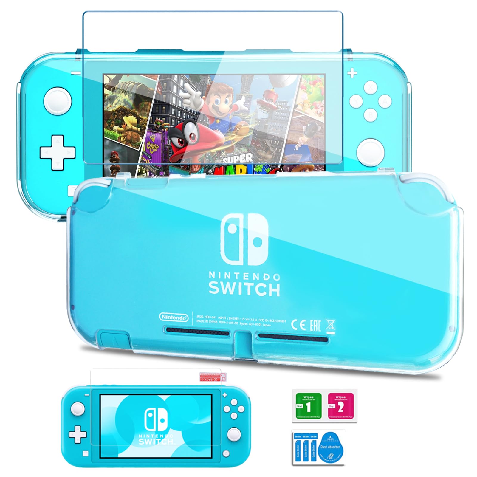 Switch Lite Case with HD Tempered Screen Protector, Clear Protective Case for Nintendo Switch Lite Case Cover Anti-Scratch & Shock-Absorbent Switch Lite Accessories Soft TPU Slim Shell - Transparent