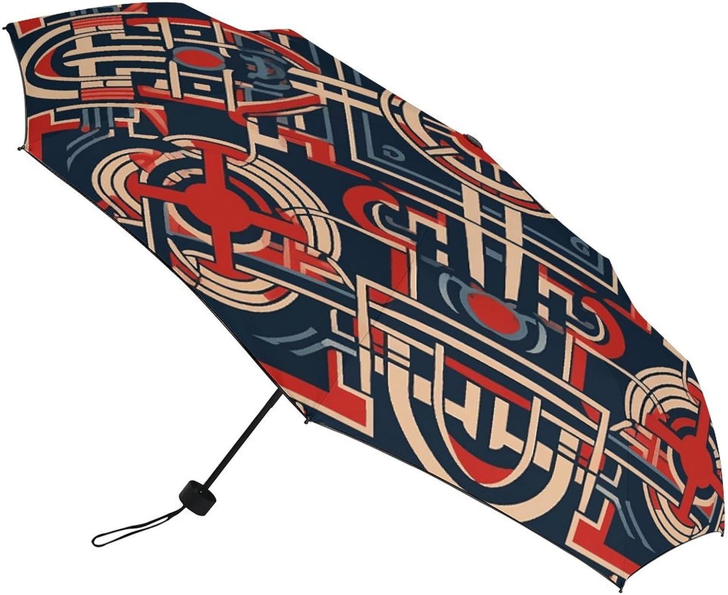 Windproof Travel Umbrella Red Pattern Folding Small Sun Umbrella Lightweight Small And Compact Suit for Pocket