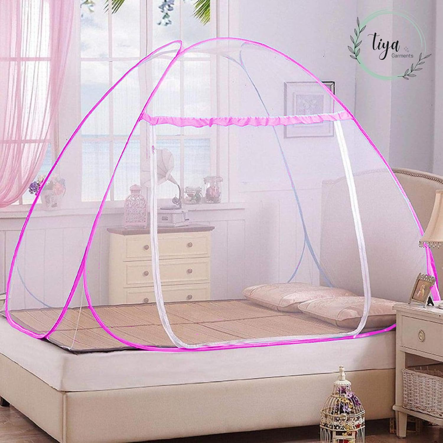 Mosquito Net for Double Bed | King Size Foldable Machardani | Polyester 30GSM Strong Net |PVC Coated Corrosion Resistant Steel Wire (Pink) (B0D8SVTV19) Amazon Price History, Amazon Price Tracker