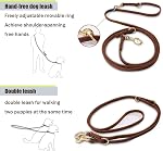 LWBMG Multifunctional Dog Leash 8ft,Strong and Soft Leather Dog Leash Adjustable, Hands Free,Crossbody, Double Dog Leash, for Service Dogs, Large Dogs, Medium Dogs and Small Dogs