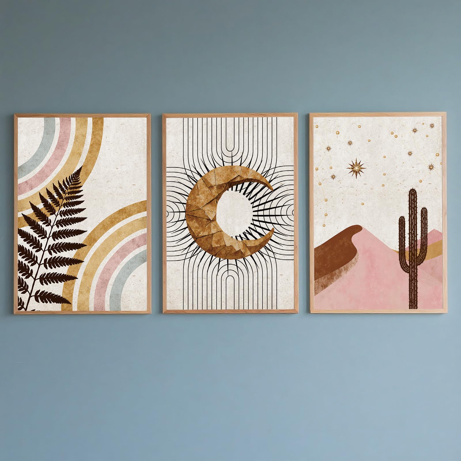 PWAAHDC Boho Abstract Wall Art Prints Set of 3, Unframed Modern Posters for Living Room and Bedroom, Minimalist Home Wall Decor, A4 โ image 1