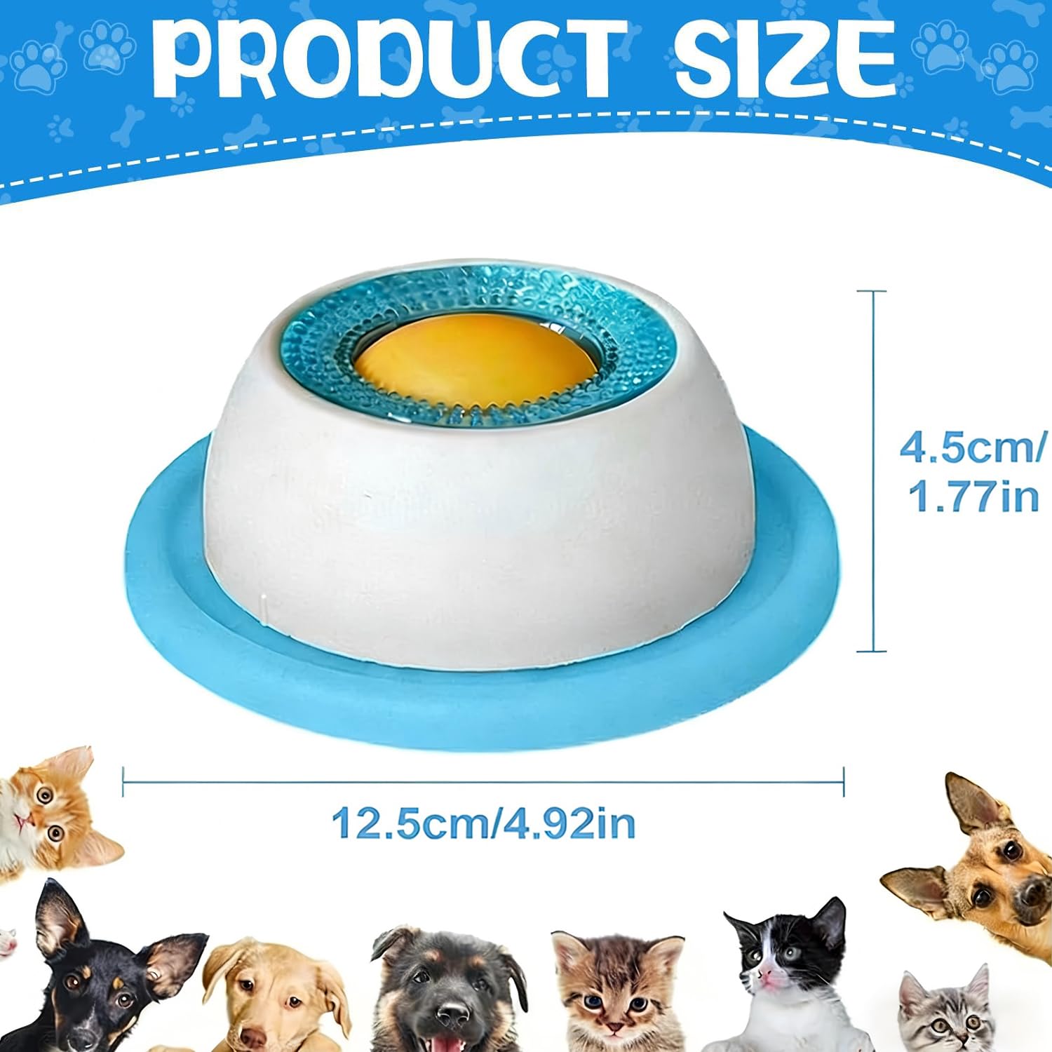 Ciotola per Leccare per Cani, Lick Bowl con Sfera Rotante, Base a Ventosa Antiscivolo, per Cibo Umido Liquido e Snack, Riduttore di Ansia e Noia per Cani e Gatti (blu)