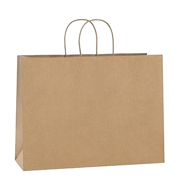 BagDream 200 Pack Kraft-Paper-Bags-with-Handles-Bulk - Gift-Bags-Shopping-Bags 16x6x12 Inches for Grocery Merchandise Wholesale Recyclable Large Brown Paper Sack Bags