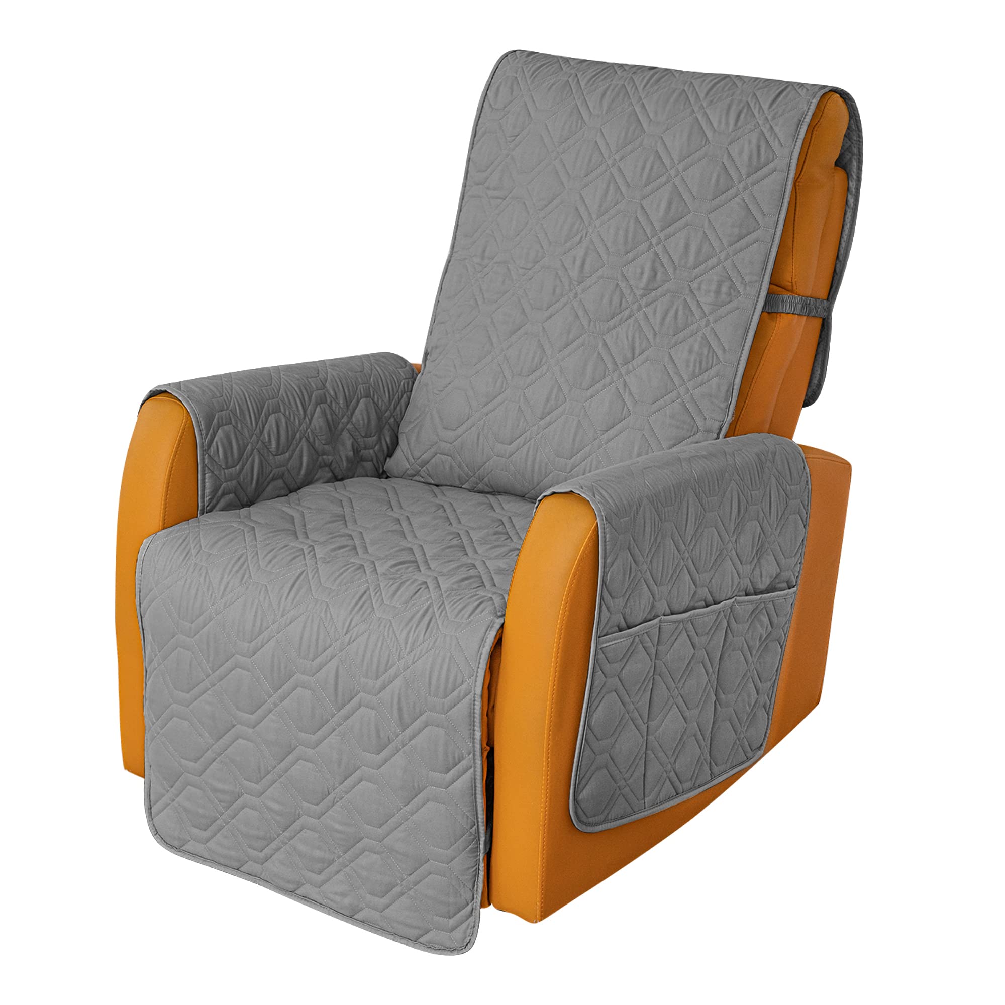 CHHKON Sofa Covers Pet Protector Furniture Covers Waterproof Sofa Slipcovers with Side Pockets Dog Couch Cover (Light Grey, Recliner(Oversized))