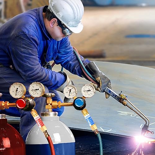 Miniatura 7 de AGPTEK Juego de pararrestores de oxígeno acetileno Flashback extremo regulador 916-18 hilos tamaño B