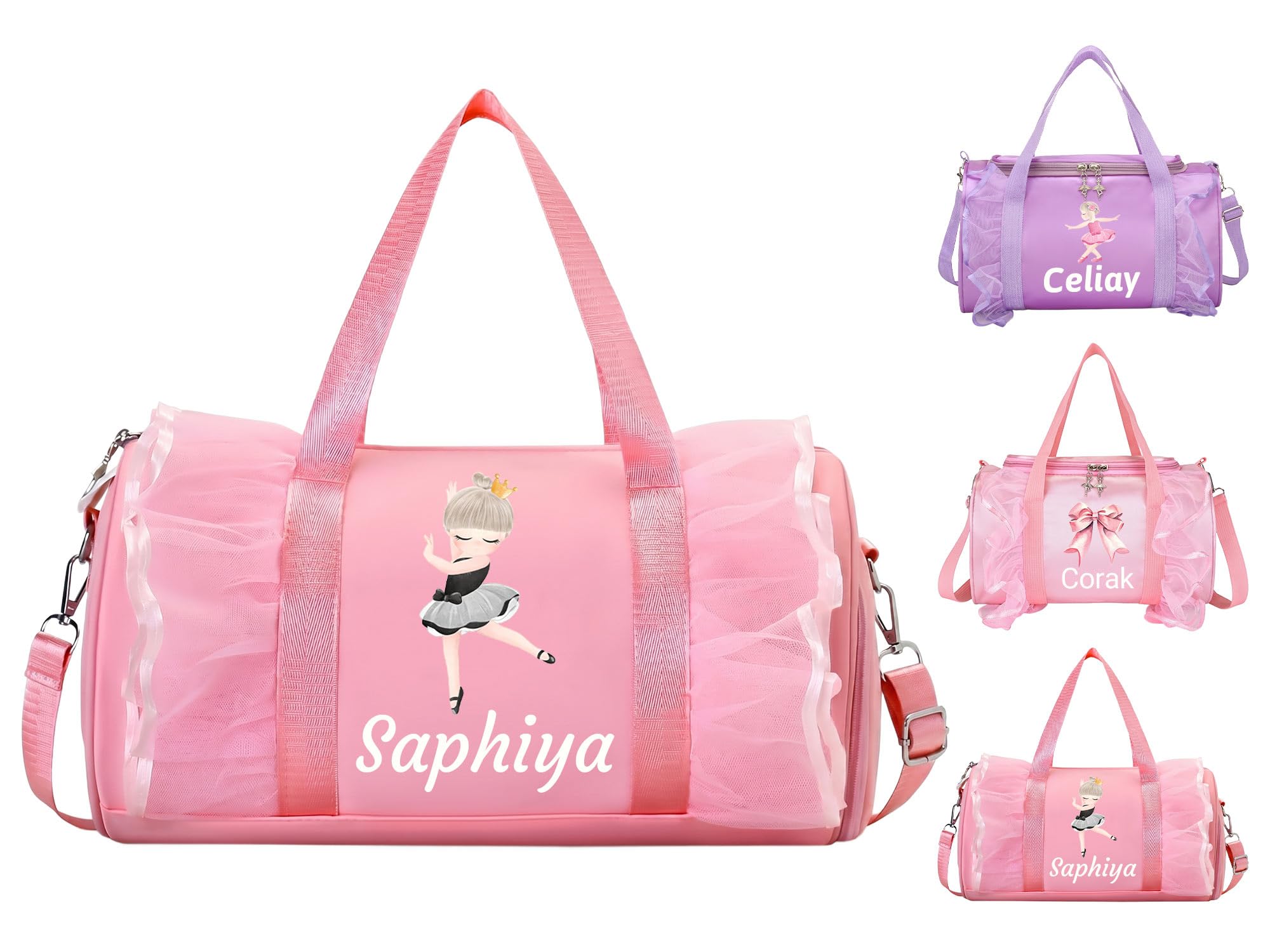 CGFN Personalized Dance Bag with Shoe Compartment for Girls – Custom Ballet Bag, Waterproof Organizer for Dance Class, Travel & Gifts (The Organizer Pink)