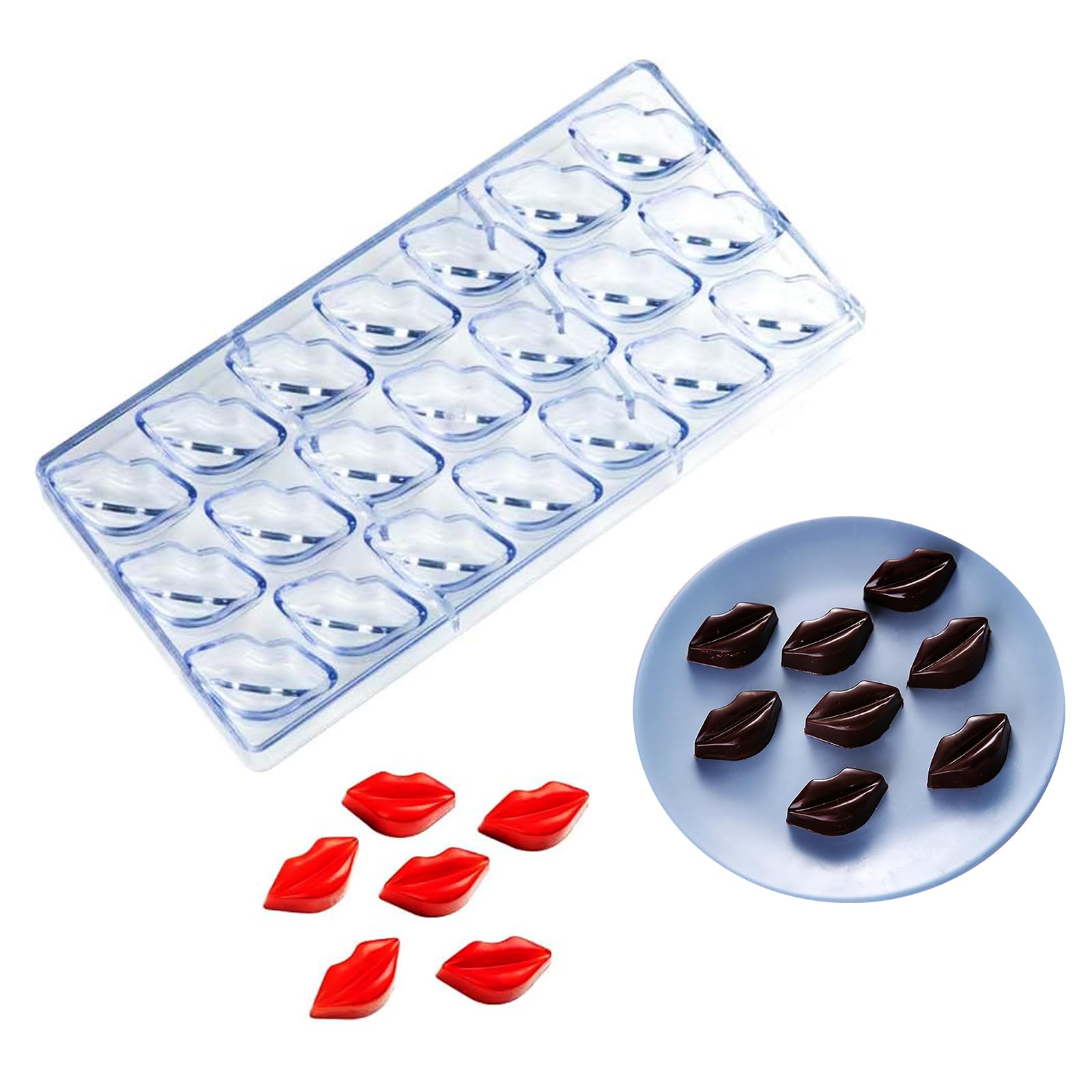 Moule à Chocolat Polycarbonate Transparent 21 Cavités En Forme De Diamant – Réutilisable Pour Chocolats, Bonbons, Glaçons Et Pâtisseries