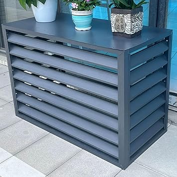 Aluminum Air Conditioner and Heat Pump Cover ,Mini Split Air Conditioner Cover for Outside Units ,Shelf Plant Stand ,Outdoor AC Unit Cover , Noise Reduction ,suitable for outdoor ( Color : Gray flat r