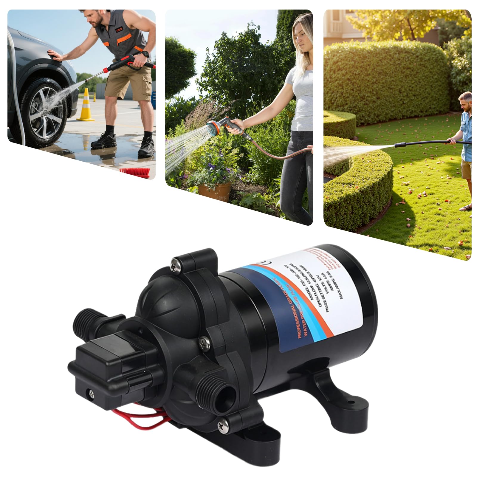 Pompa membranowa 12 V samozasysająca 3,3 GPM 45 PSI do samochodów | Membrana EPDM i silnik z rdzeniem miedzianym zapewniają długotrwałą wydajność z automatycznym wyłącznikiem ciśnieniowym i