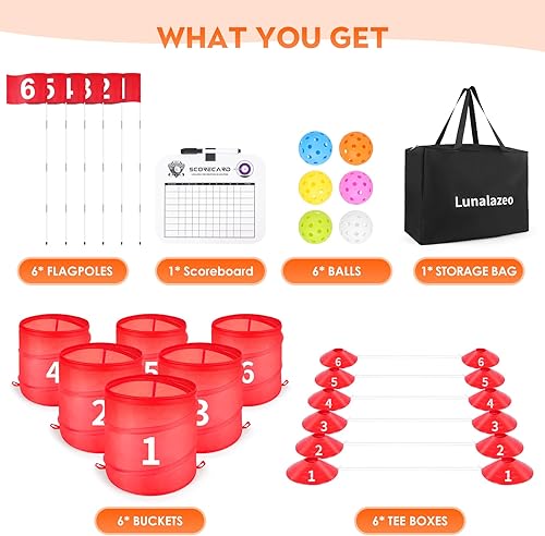 Miniatura 6 de Juego de cubo de golf al aire libre, juguetes de práctica de golf para familia, adultos y niños, campo de golf portátil para patio trasero, césped,