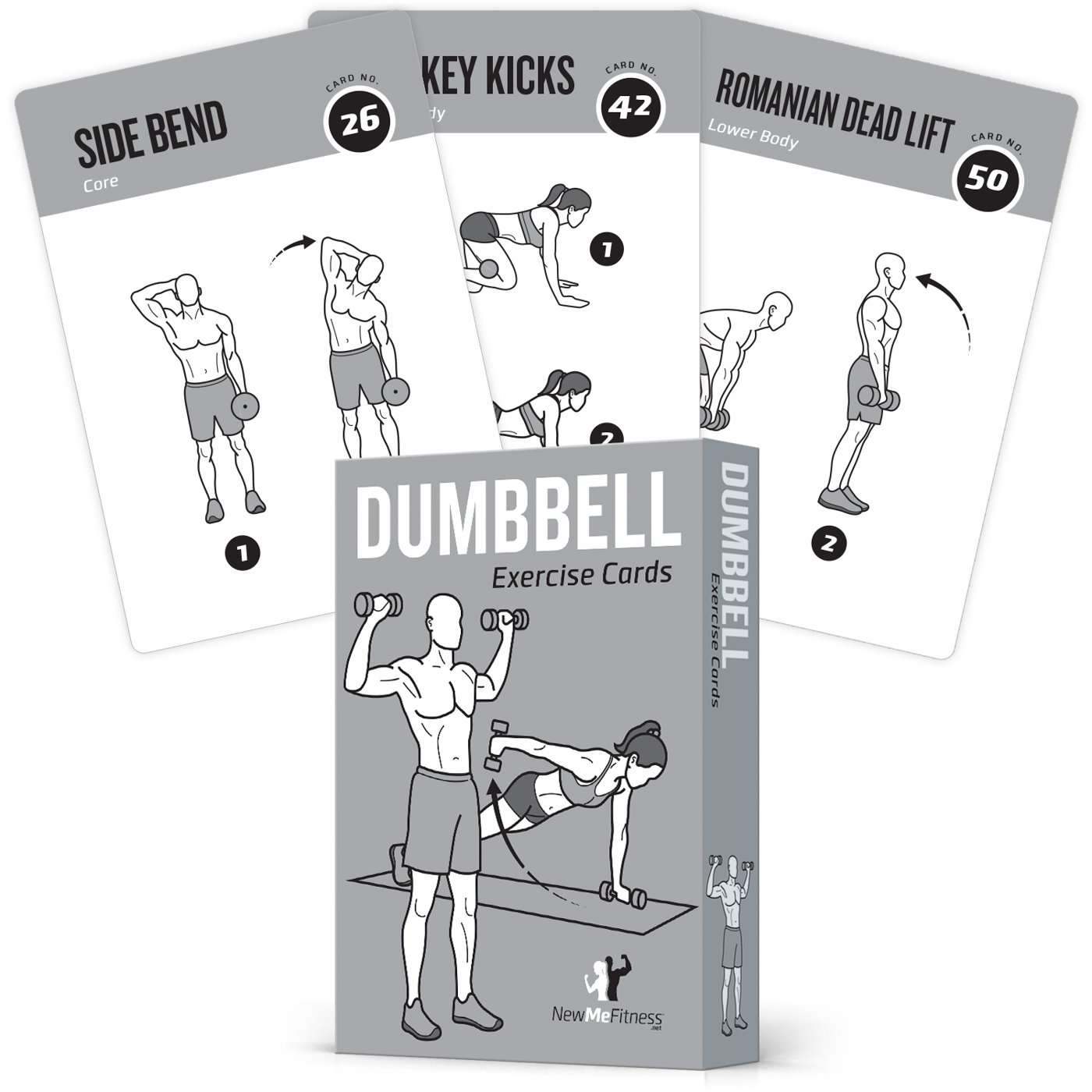 Exercise Cards Dumbbell Vol 1 Home Gym Workouts Strength Training Building Muscle Total Body Fitness Guide Workout Routines Bodybuilding Personal Trainer Large Waterproof Plastic 3.5â€ x5â€ Cards