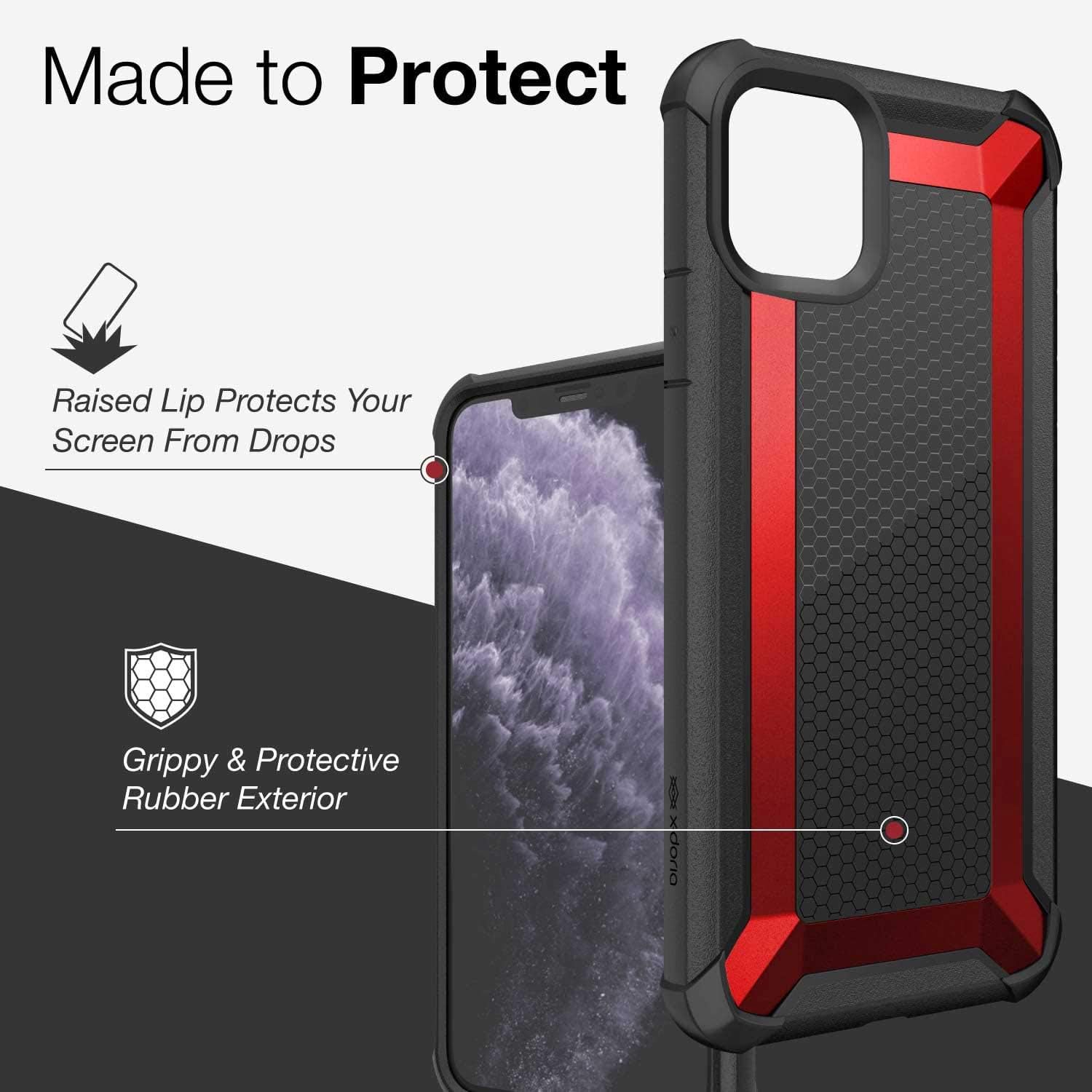 X-Doria Raptic Tactical, Compatible with Apple iPhone 11 Pro Max (Formerly Tactical) - Heavy Duty Protection with Drop Shield, Military Grade Drop Tested Case for Apple iPhone 11 Pro Max, Red