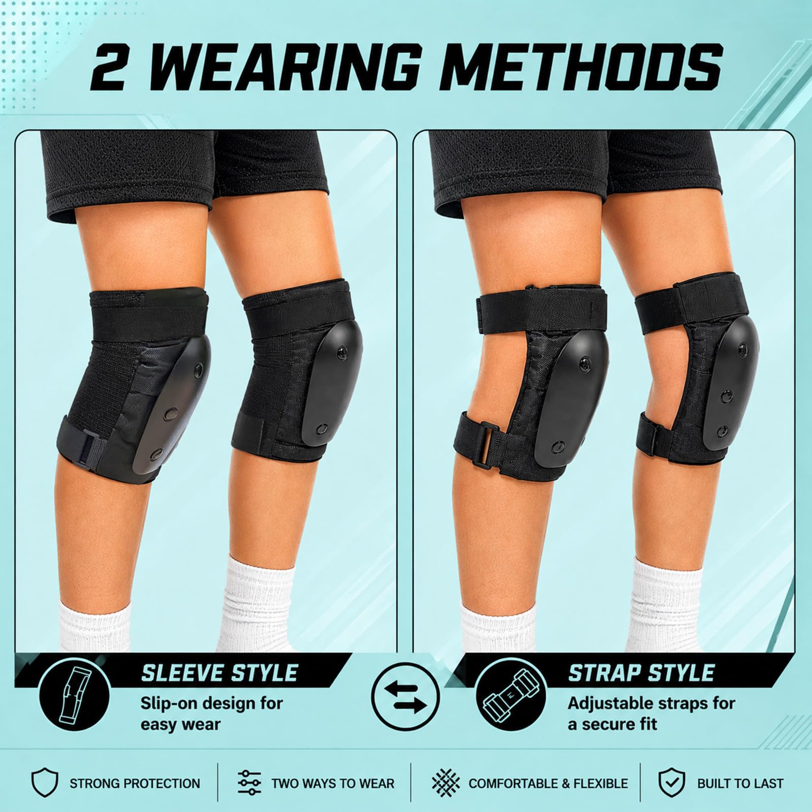 Ensemble de Protection 6 en 1 pour Enfants, genouillères, coudières, protège-Poignets avec Coque en polypropylène et Coussin EVA, Coussinets réglables pour Patinage à roulettes, Skateboard