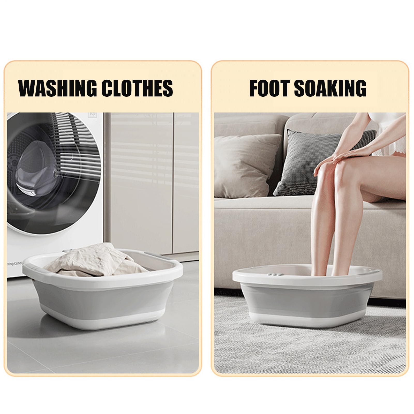 Lavabo pliable, bol avec rebord, rondelle en silicone durable, gain de place, bac à linge portable avec base antidérapante, multifonction pour le camping et la maison, la cuisine et les voyages