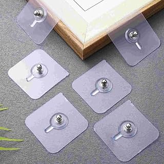 Jouis Yapışkanlı Vida Şeffaf Duvara Monte Vida Kancaları, İz Bırakmayan Asma Çivi Kancaları Tutucular Vidalar, Banyo Mutfa...