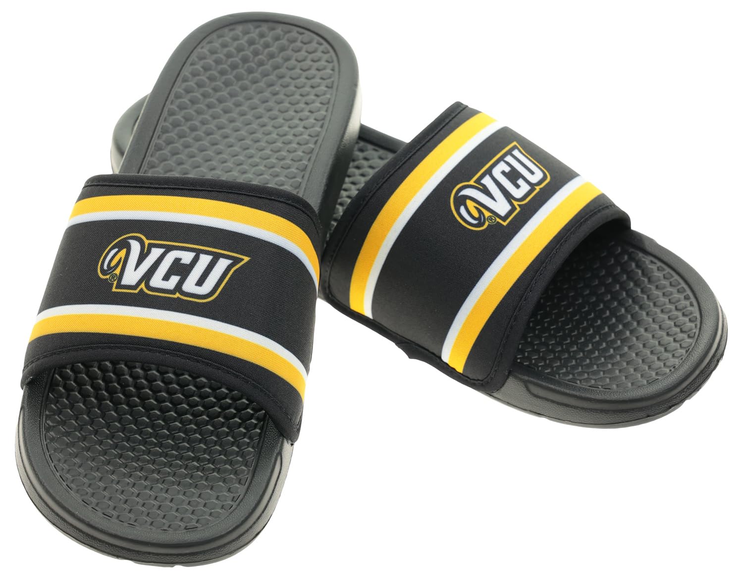 FOCO NCAA Printed Team Logo and Color Stripes Comfortable Slide Sandals