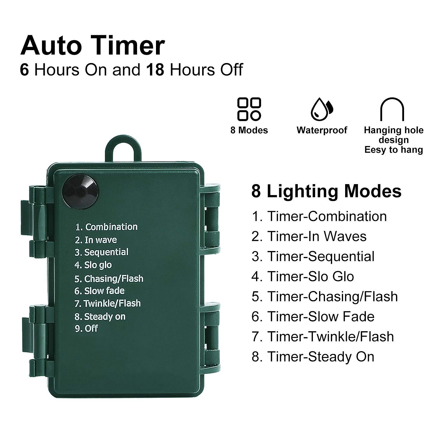 Set di 50 luci di Natale a LED, funzionamento a batteria, trasparenti, con filo verde, per ghirlanda del Ringraziamento, albero di Natale, camera da letto, decorazione per interni ed esterni,