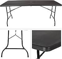 Vista 16 de Lavish Home Mesas plegables portátiles – Escritorio plegable portátil ligero – Mesa de plástico de 6 pies de largo para camping, jugar a las cartas