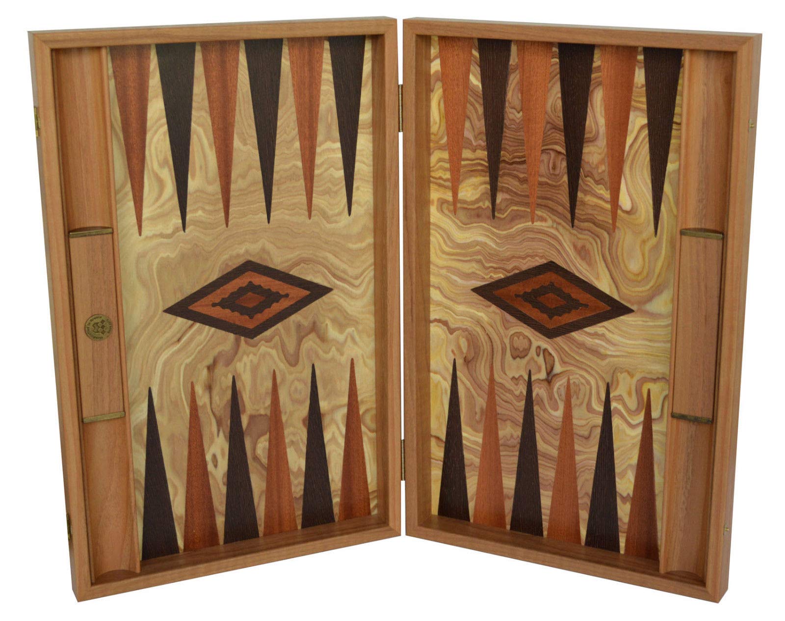 Olive Burl Backgammon Set - Hand Made in Greece - Olive Wood Checkers