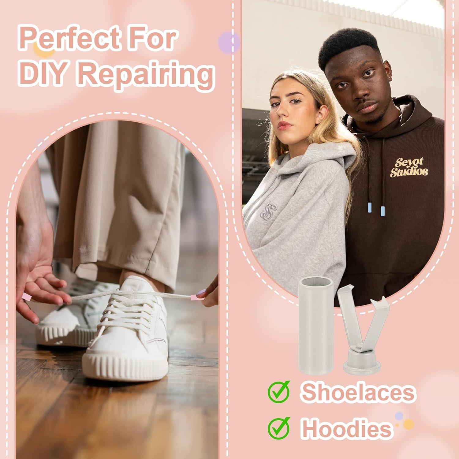PATIKIL Aglets for Shoelaces, Cylindrical Metal Aglets Replacement Tips Head Cords End for DIY Repairing Shoes Cloth