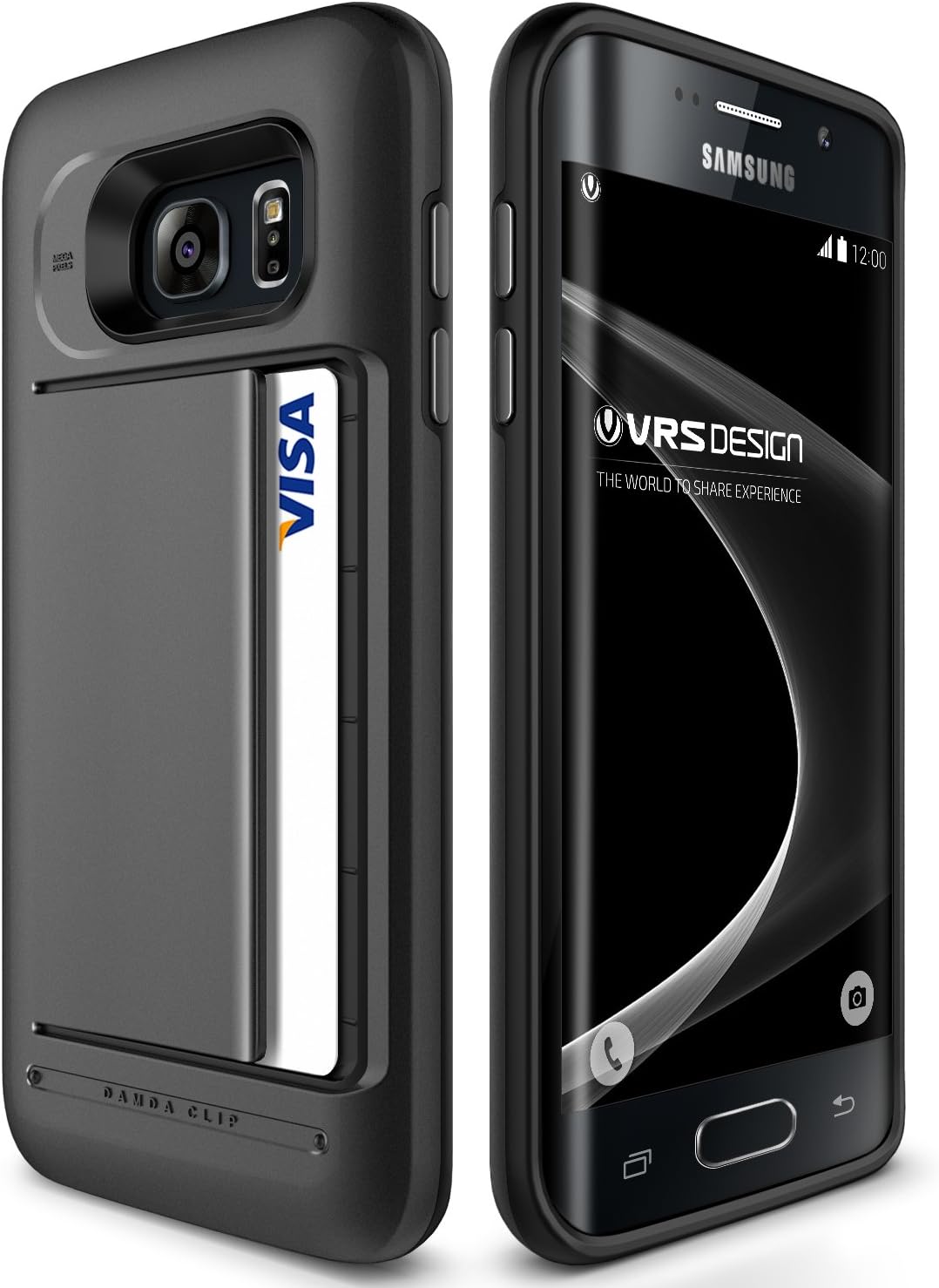Galaxy S7 Edge Case, VRS Design [Damda Clip][Dark Silver] - [Wallet Card Slot][Military Grade Protection] for Samsung S7 Edge