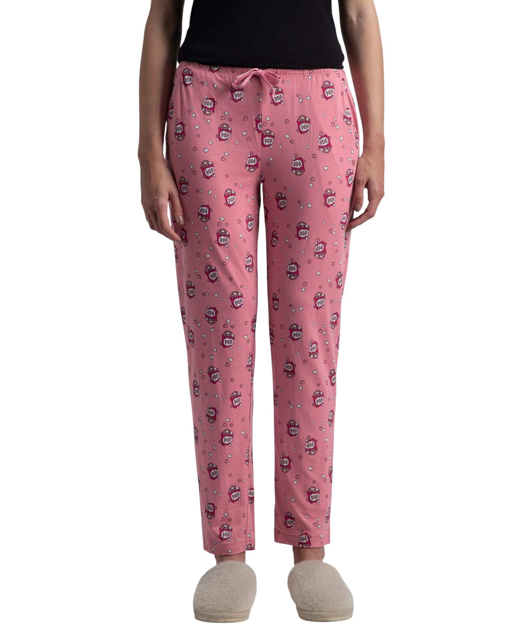 jockey RX09 Women's Micro Modal Cotton Relaxed Fit Printed Pyjama with Lace Trim on Pockets (Colors & Prints May Vary)-picture-41