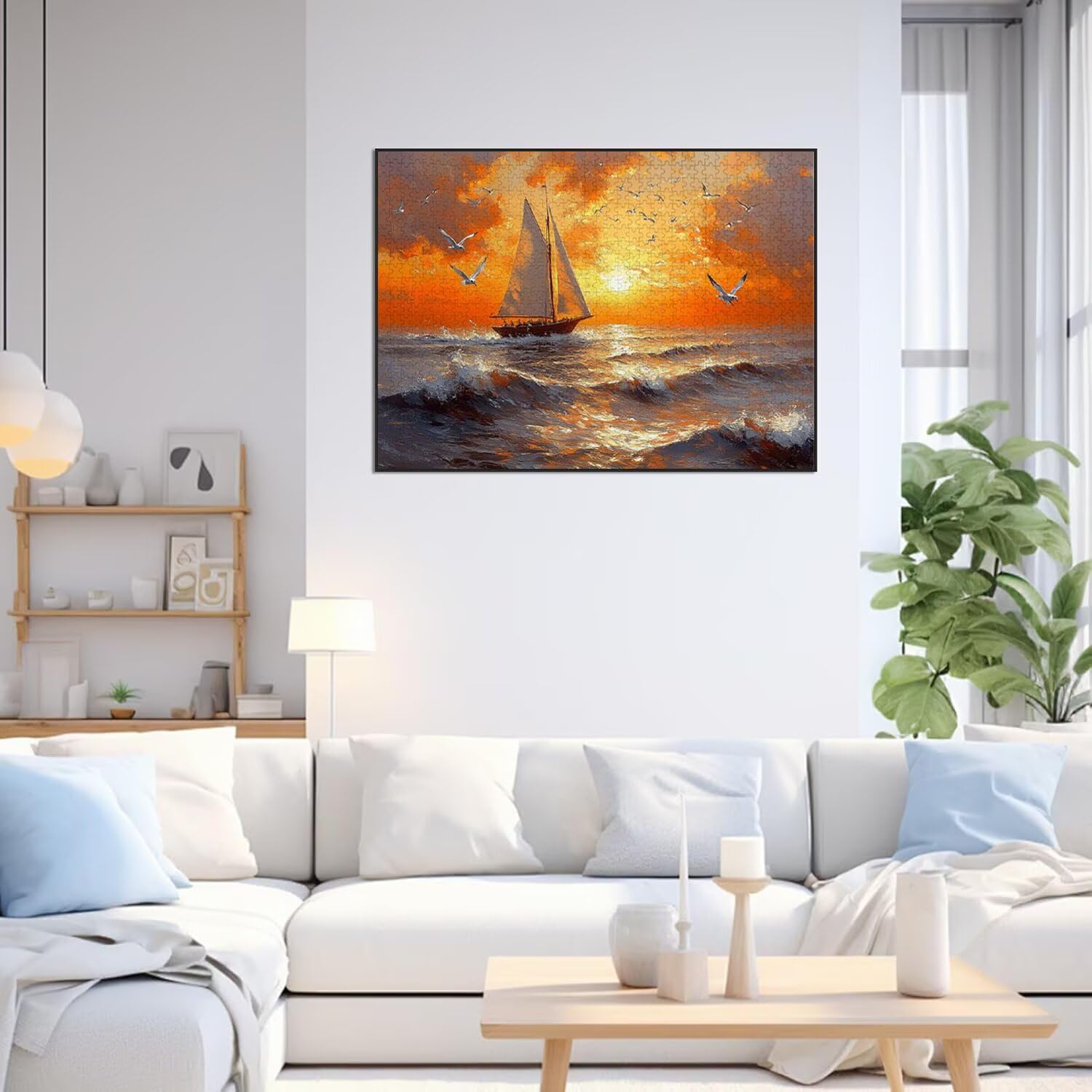 Puzzle 1500 sztuk Zachód słońca Trudne drewniane puzzle, n-450 | Niemożliwe wyzwanie, inteligentna gra zręcznościowa, gry logiczne dla całej rodziny, pomysł na prezent, żaglówka