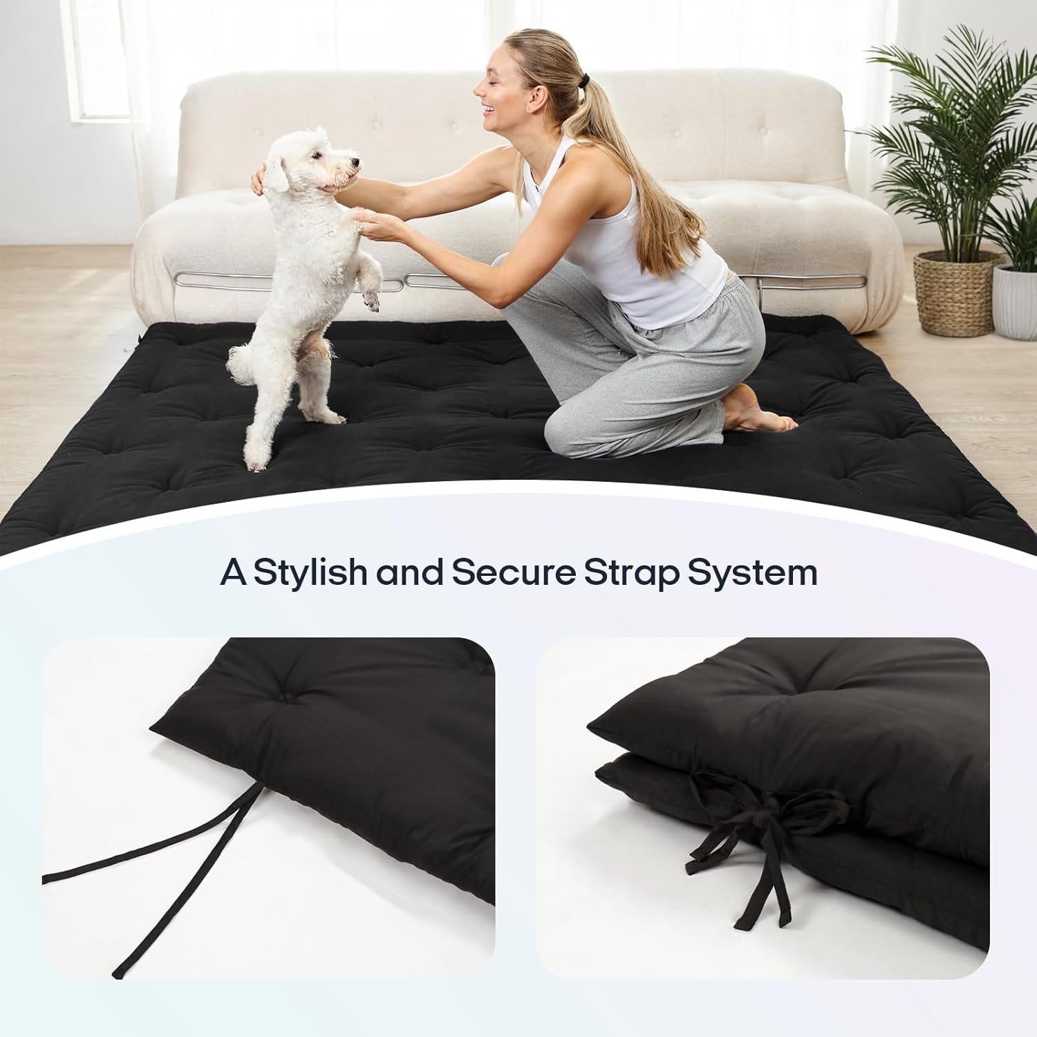 Syrinx Water Resistant Japanese Futon Mattress, Twin Size 75"x39", 2.5 Inch Thick Japanese Floor Mattress Tatami Mat, Foldable Floor Bed Sleeping Pad for Dormitory Guest Room Camping