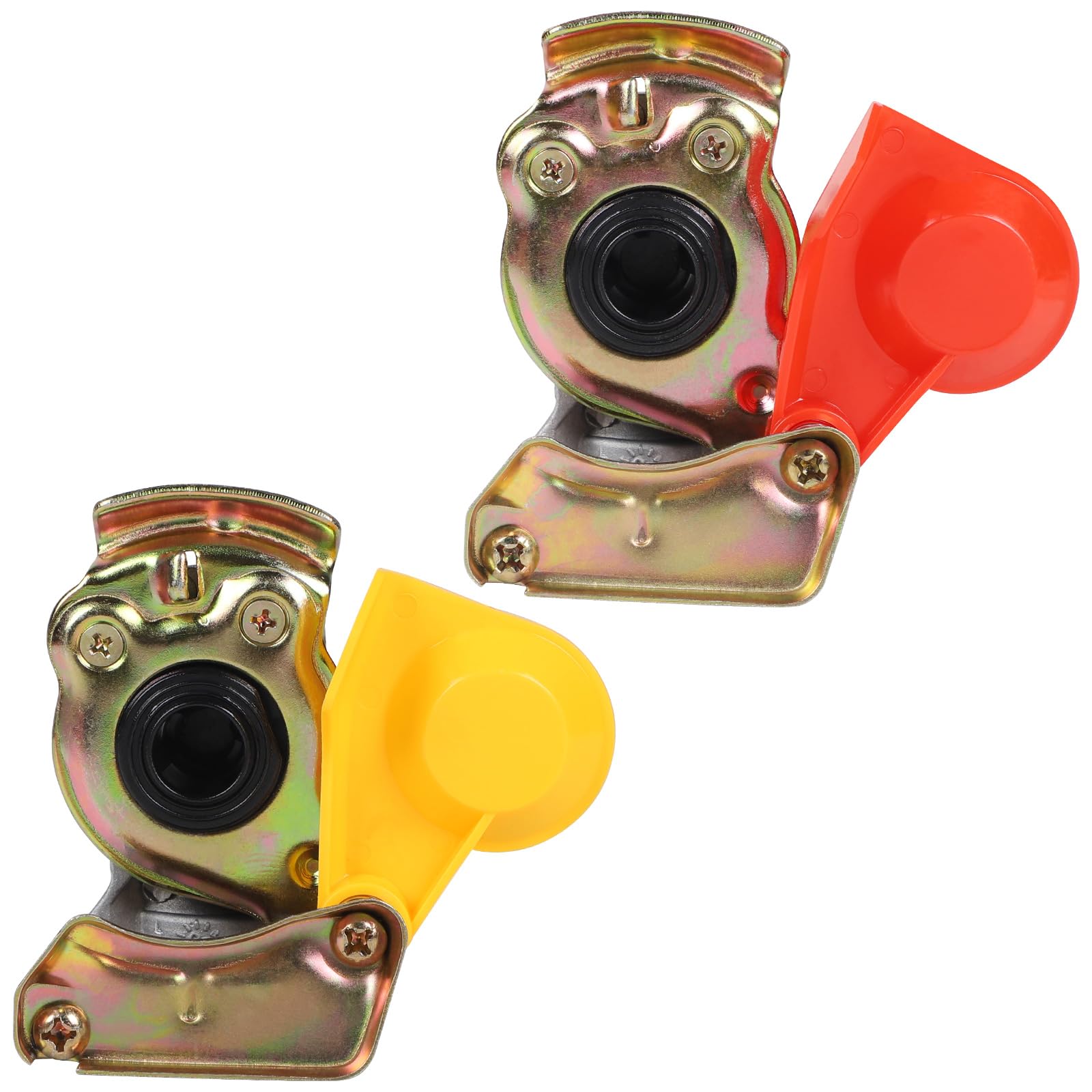 DBREAKS Testa della frizione con valvola M22 rosso giallo Set lega di alluminio, testa ad aria compressa con cappuccio antipolvere per camion, trattori, veicoli agricoli, rimorchi e semirimorchi