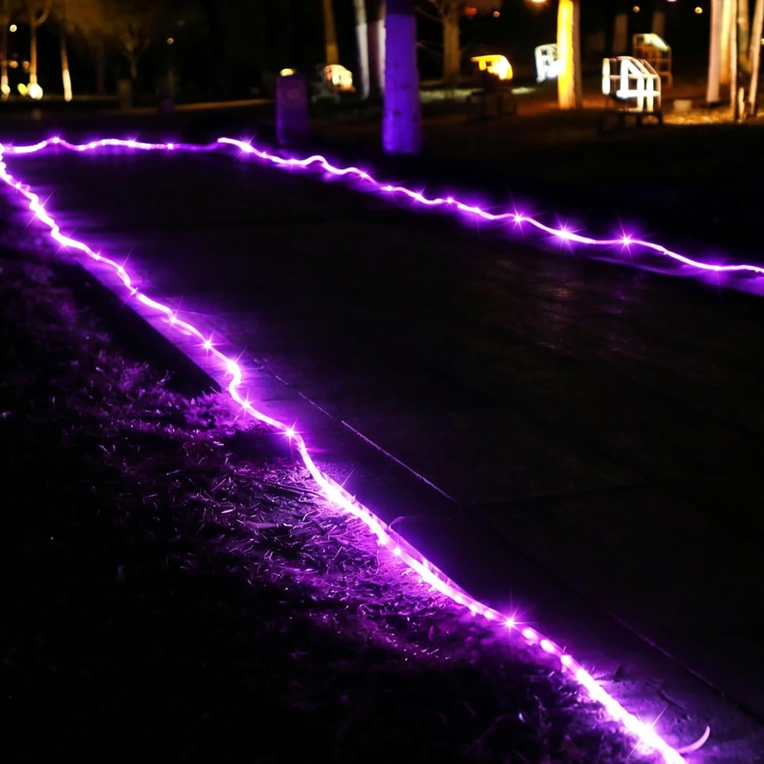DINGFU 50ft 360 LED Purple Rope Lights, 110V Connectable Purple