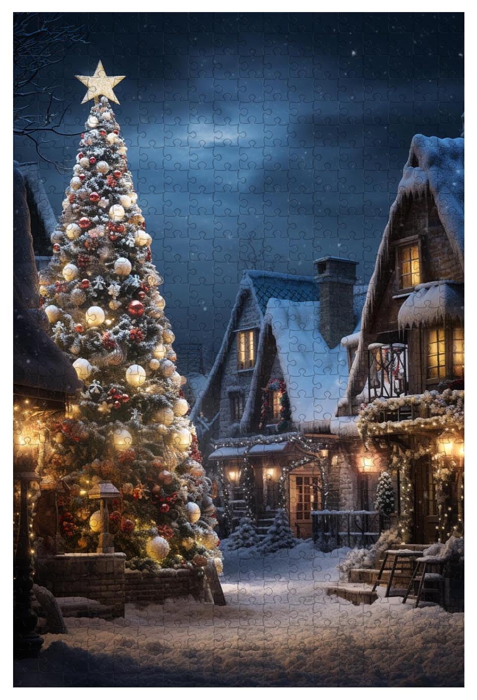 Puzzle Di Natale 1000 Pezzi Per Adulti - Albero Di Natale 70x50 Cm, Con Poster E Sacchetto, Regalo Perfetto Per Le Feste