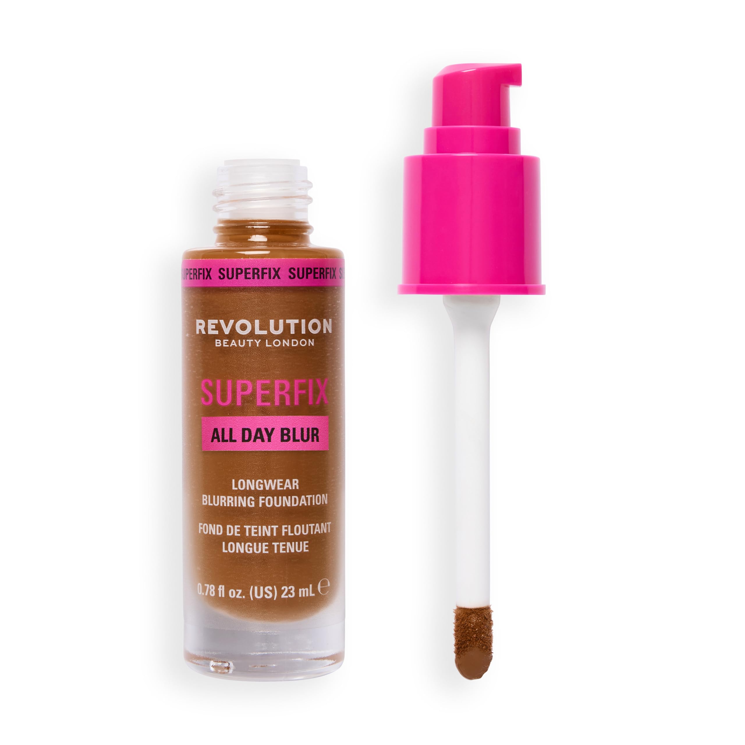 Revolution Superfix Blur Longwear Foundation, F14.2NW Dark or Deep Skin Tones, 23ml