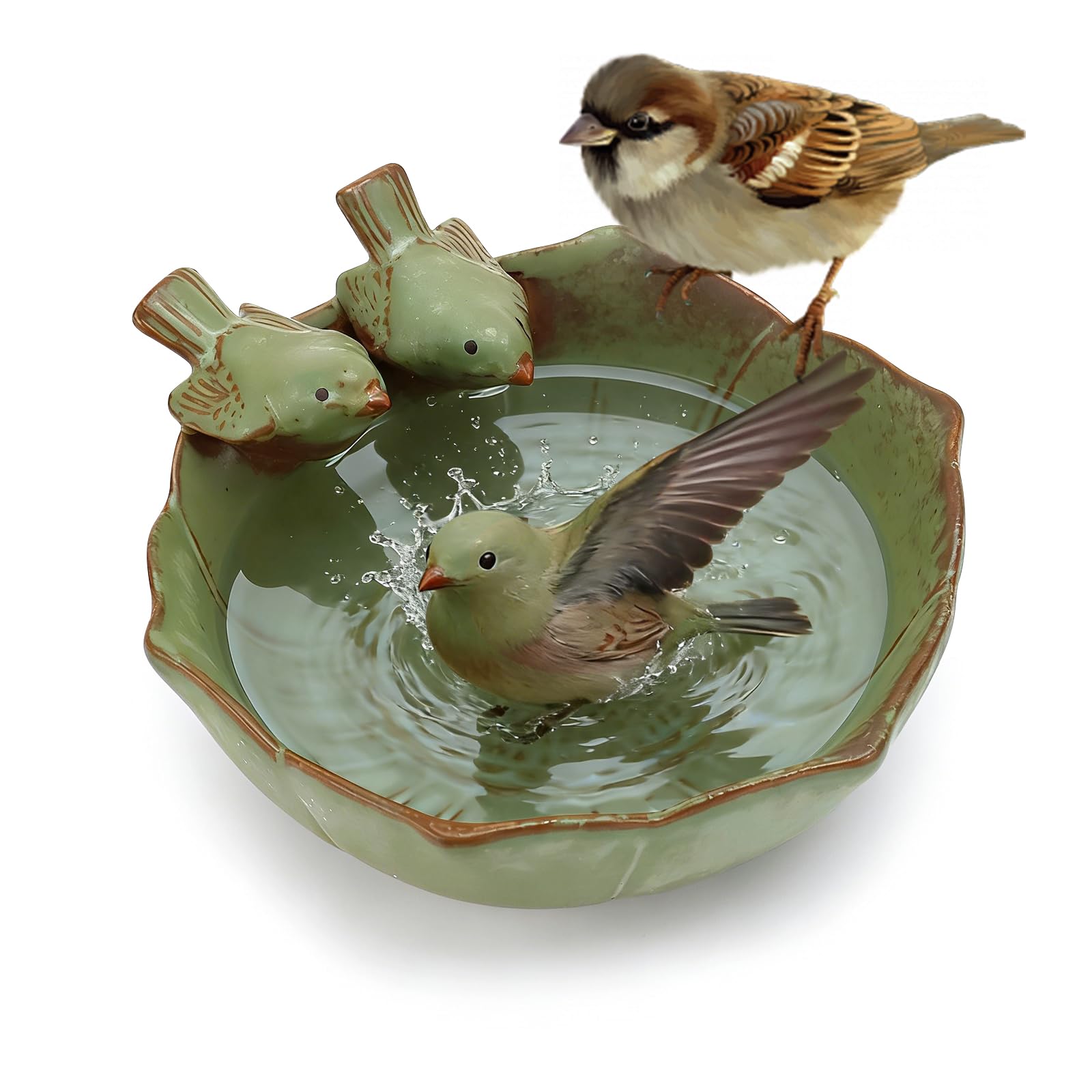 Abreuvoir Oiseaux, Céramique Mangeoire Oiseaux Exterieur, Bain Oiseaux, Bain d'oiseaux pour Extérieur