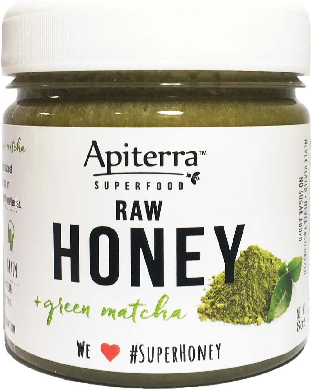 Apiterra Raw Honey with Superfoods Variety - Turmeric, Ginger, Lemon, Cinnamon and Propolis, 8 oz (pack of 4)