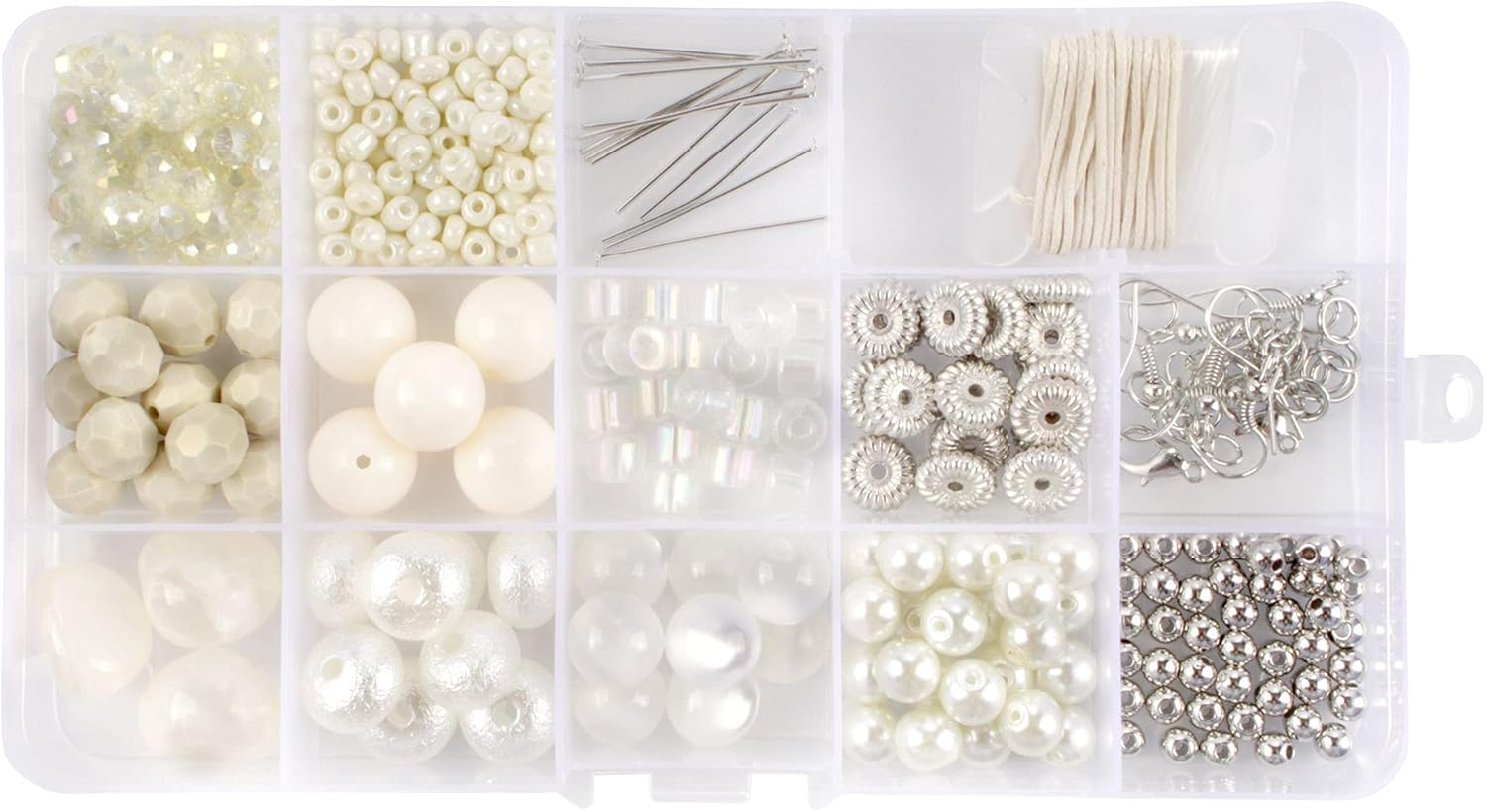 BambooMN JubileeYarn Bead Kit - Assortment 206, White Charm - 600pcs