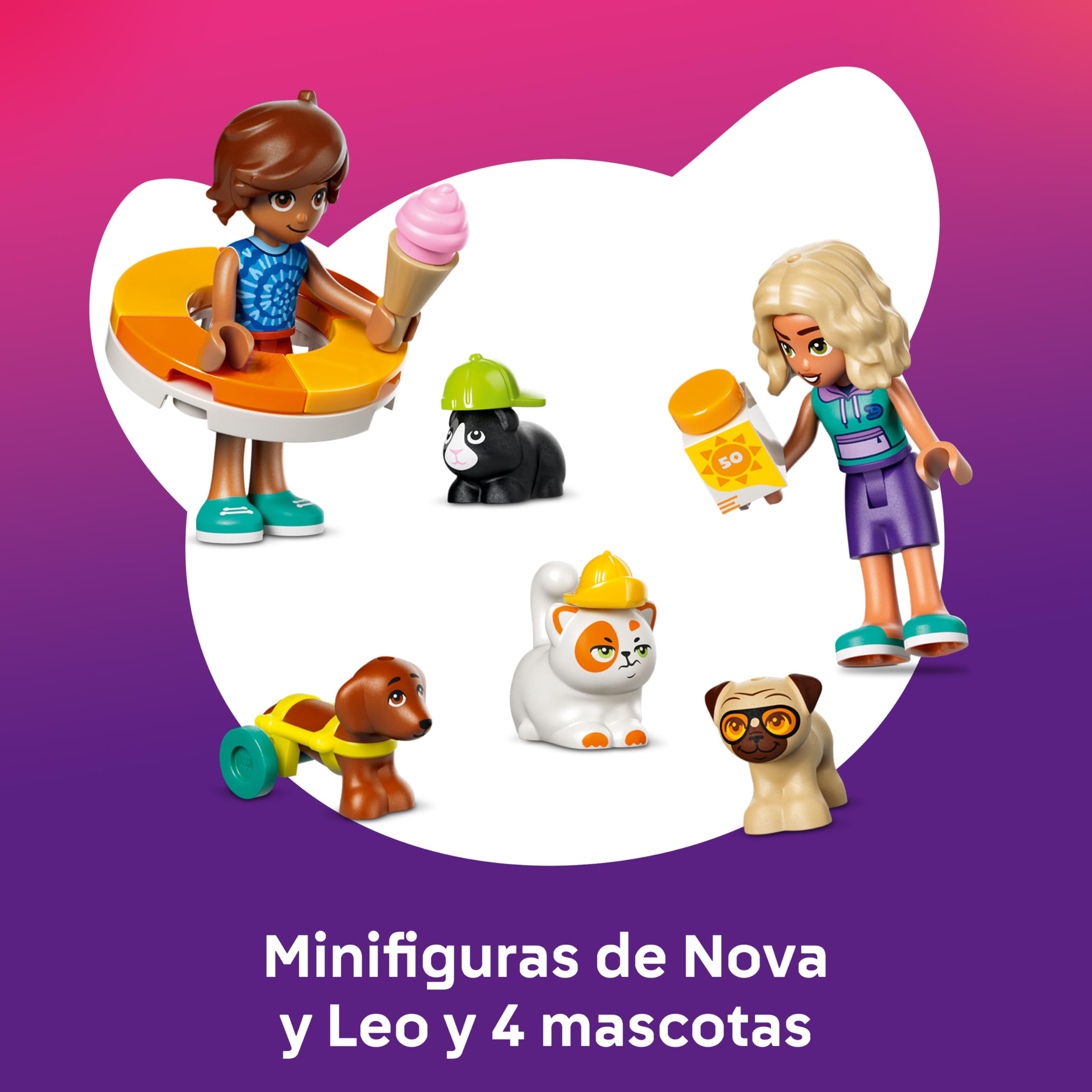 LEGO Friends Día Divertido en el Parque Acuático – Juguete en Miniatura con Tobogán, 2 Mini Muñecos, 4 Figuras de Animales y Accesorios de Mascotas – Regalo de Cumpleaños para Niñas de 6+ Años – 42676