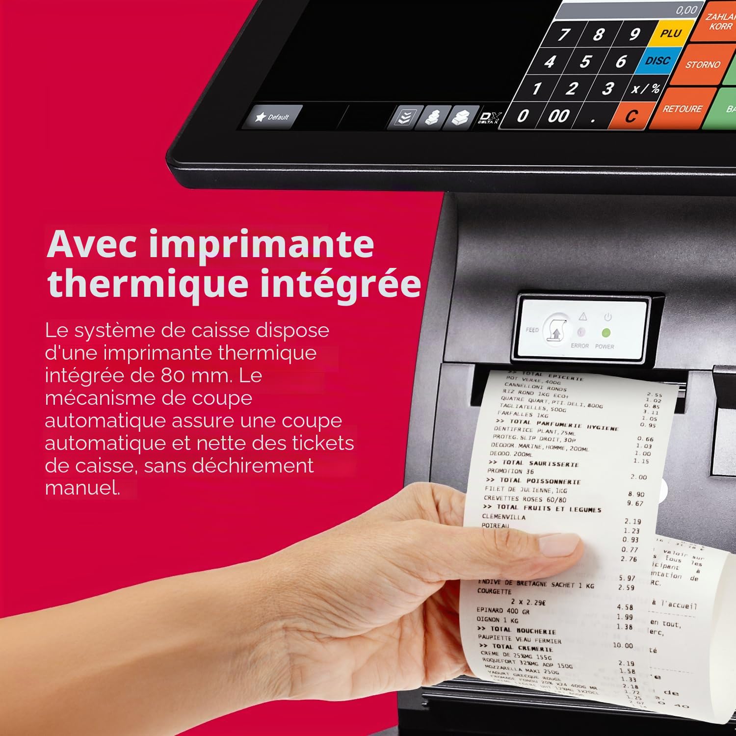 Olympia T215DK Caisse enregistreuse pour la restauration et le commerce | Système de caisse électronique avec écran tactile | Écran tactile 15" | Caisse enregistreuse TSE | Imprimante thermique et