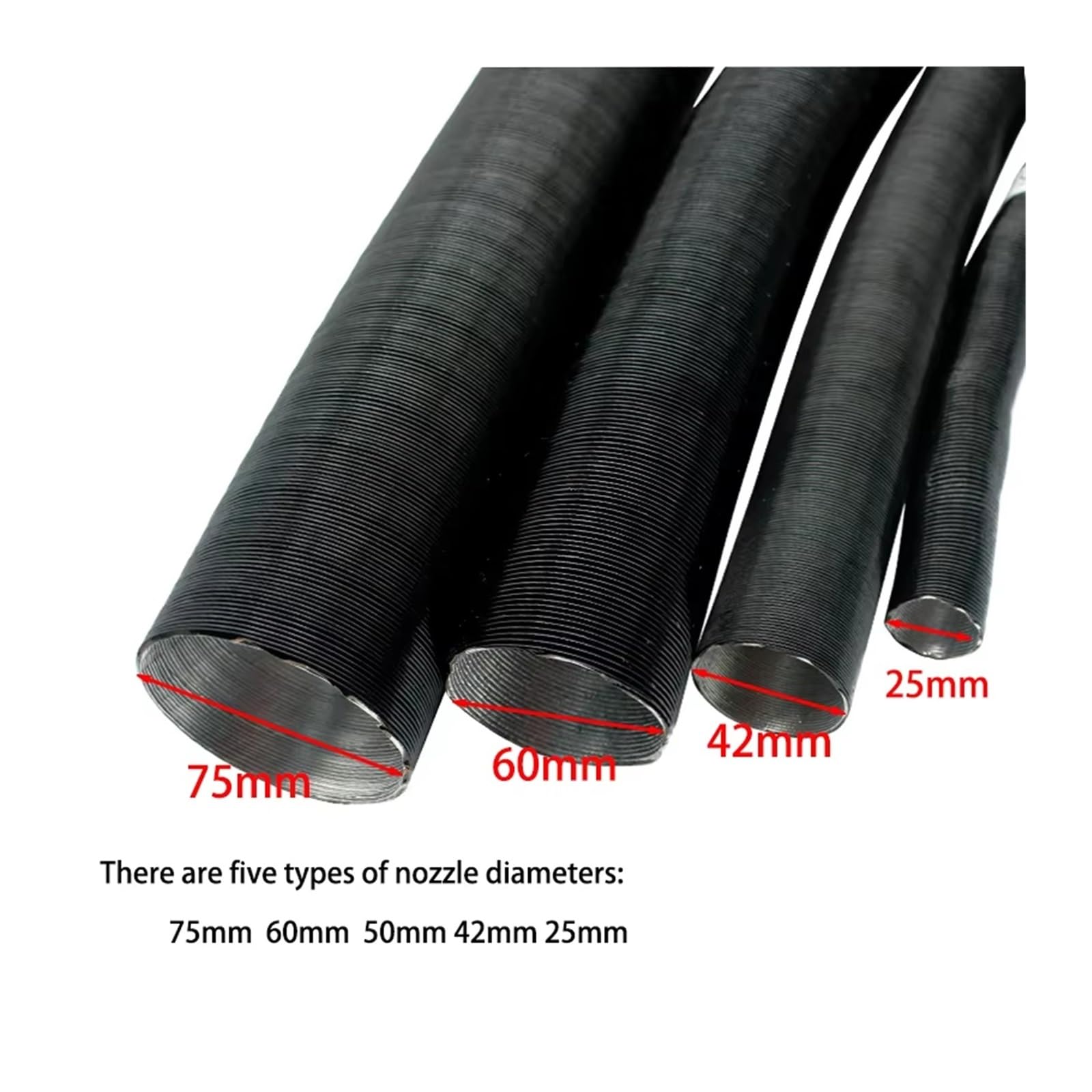 Schlauch Luftfilter 25mm 42mm 50mm 60mm 75mm Durchmesser 50-300cm Länge Luft Diesel Standheizung Kanal Rohr Schlauch Für Ausziehbar Kaltluft Ansaugrohr(50mm Length 100cm)