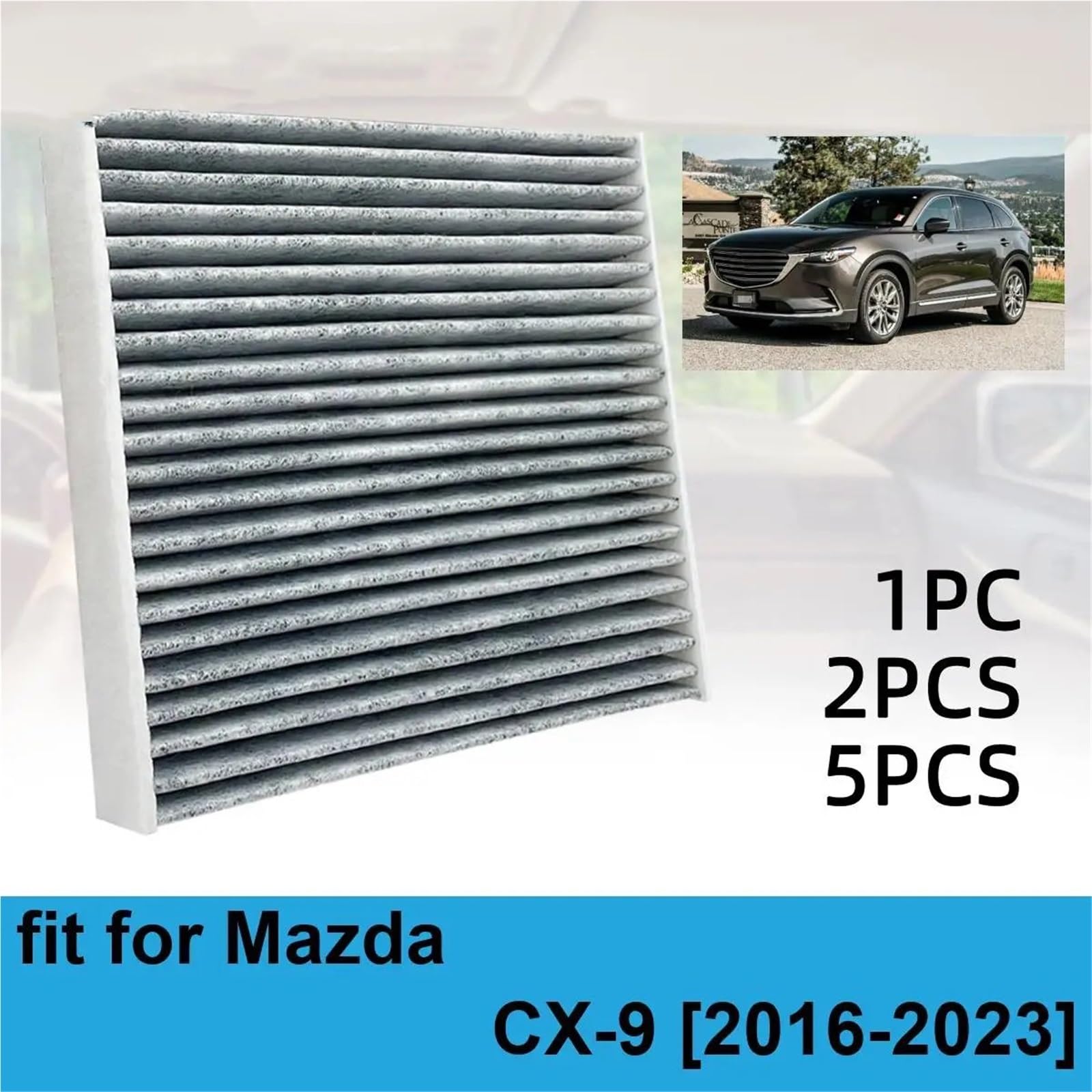 Filtro de habitáculo Filtro de aire de cabina de coche, polen, gases de escape, reemplazo de accesorios, apto para Mazda CX-9 2016-2023 CF12157 871390E040(5pcs)