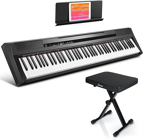 Donner DEP-10 - Piano digital + banco de piano ajustable de 1.6 pulgadas de grosor