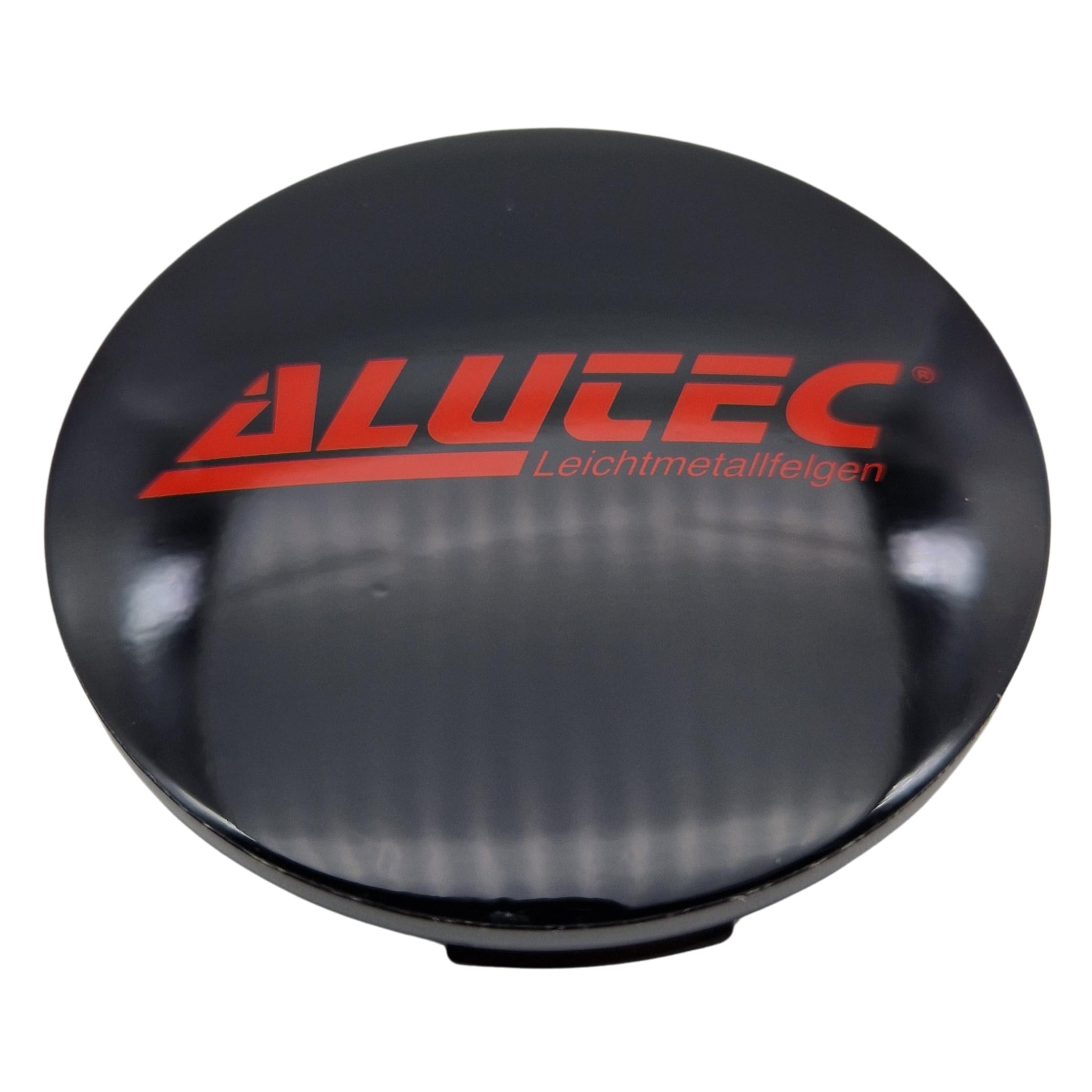 Alutec Lot de 4 cache-moyeux 64 mm noir brillant (N32) avec logo rouge – Couvercle de jante d'origine