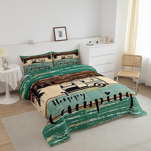 Miniatura 2 de Erosebridal Juego de edredón de camping tamaño individual, ropa de cama rústica de granja, ropa de cama vintage con estampado de puerta de granero,