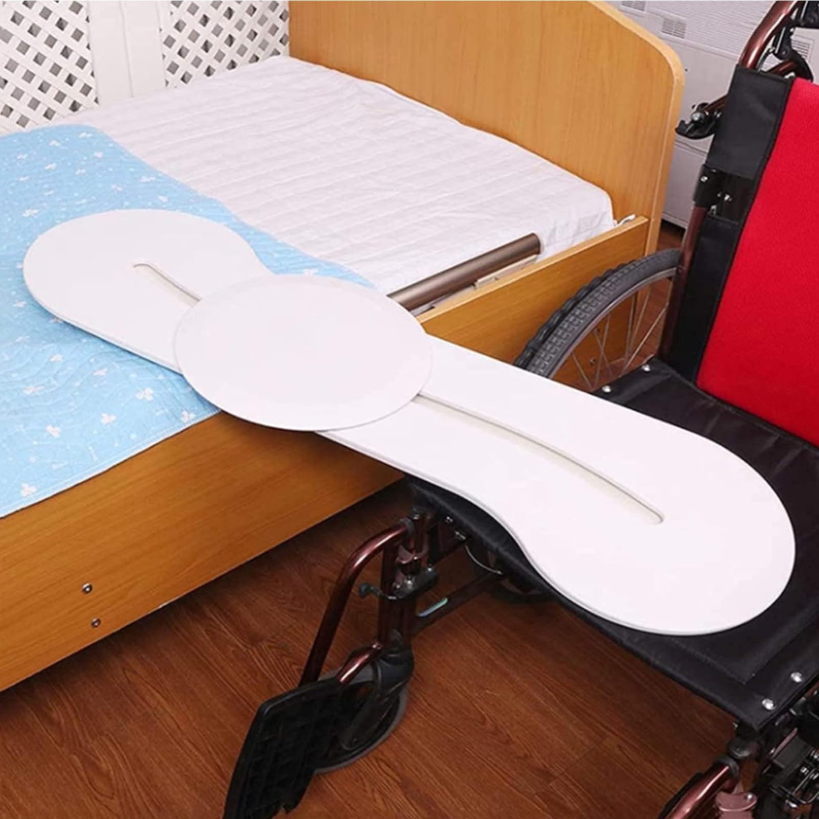 Slide Transfer Board, Gekrümmte Schiebetübertragungsbrett Easy Rollstuhl Gleitbrett Mit Drehscheibe, Pflege Rutschbrett, Umsetzhilfe Für Transfers Zwischen Rollstuhl, Bett, Auto, Bis 180 Kg