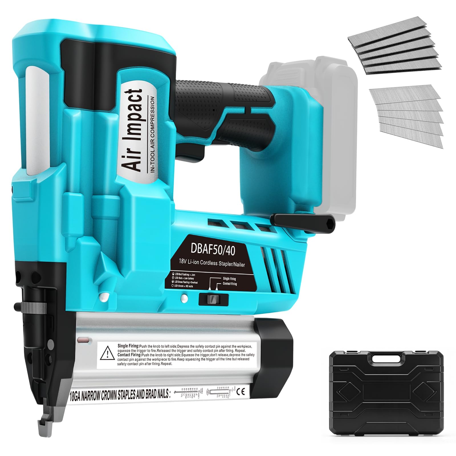 18GA 2-in-1 Nagler & Tackernagler, Cordless Brad Nailer für Makita 18V Akku (ohne Akku), Nageltiefe einstellbar, E für Sockelleisten & Möbelbau