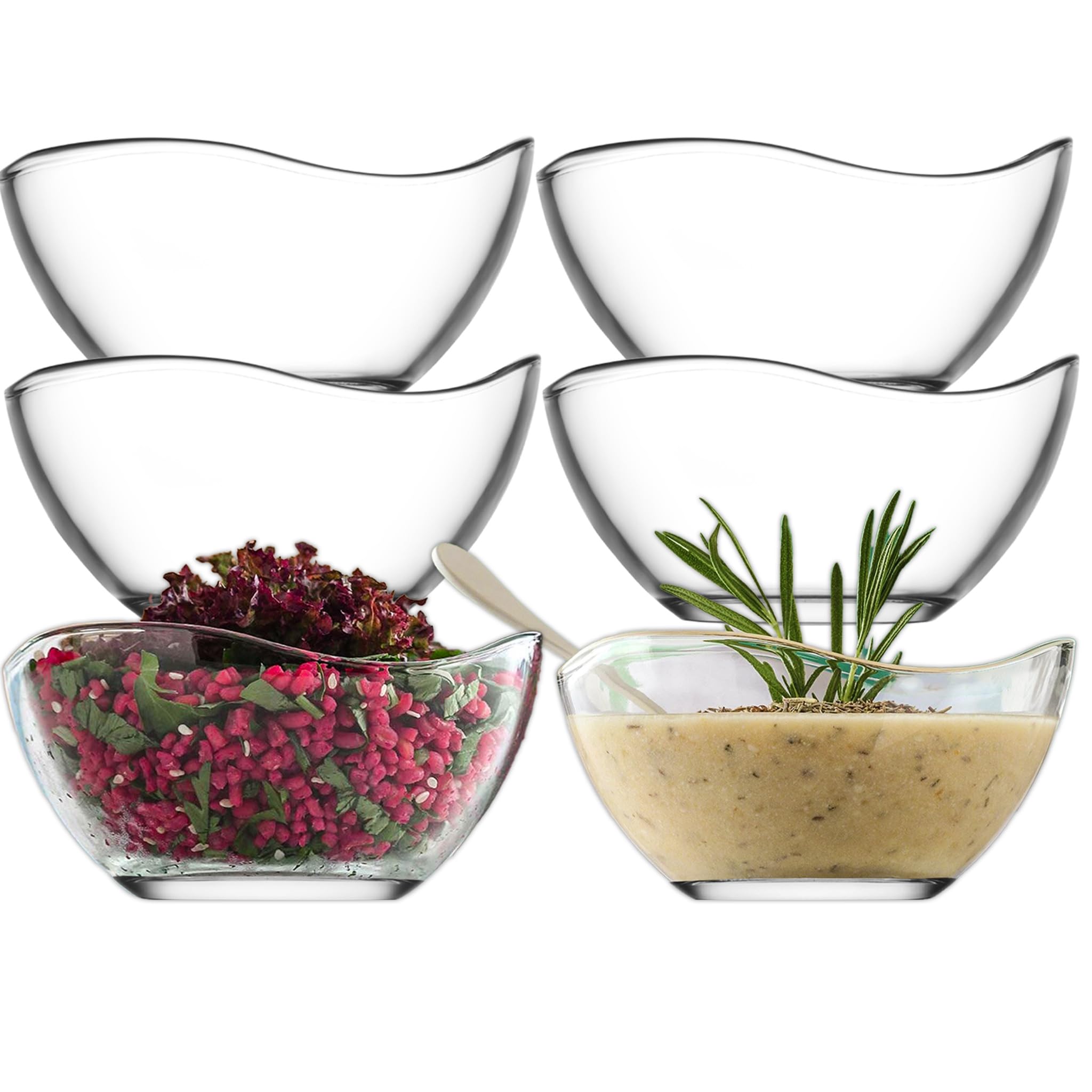 Vira Lot De 12 Bols à Goûter En Verre 310 Ml - Parfaits Pour Glace, Salade Et Apéritif