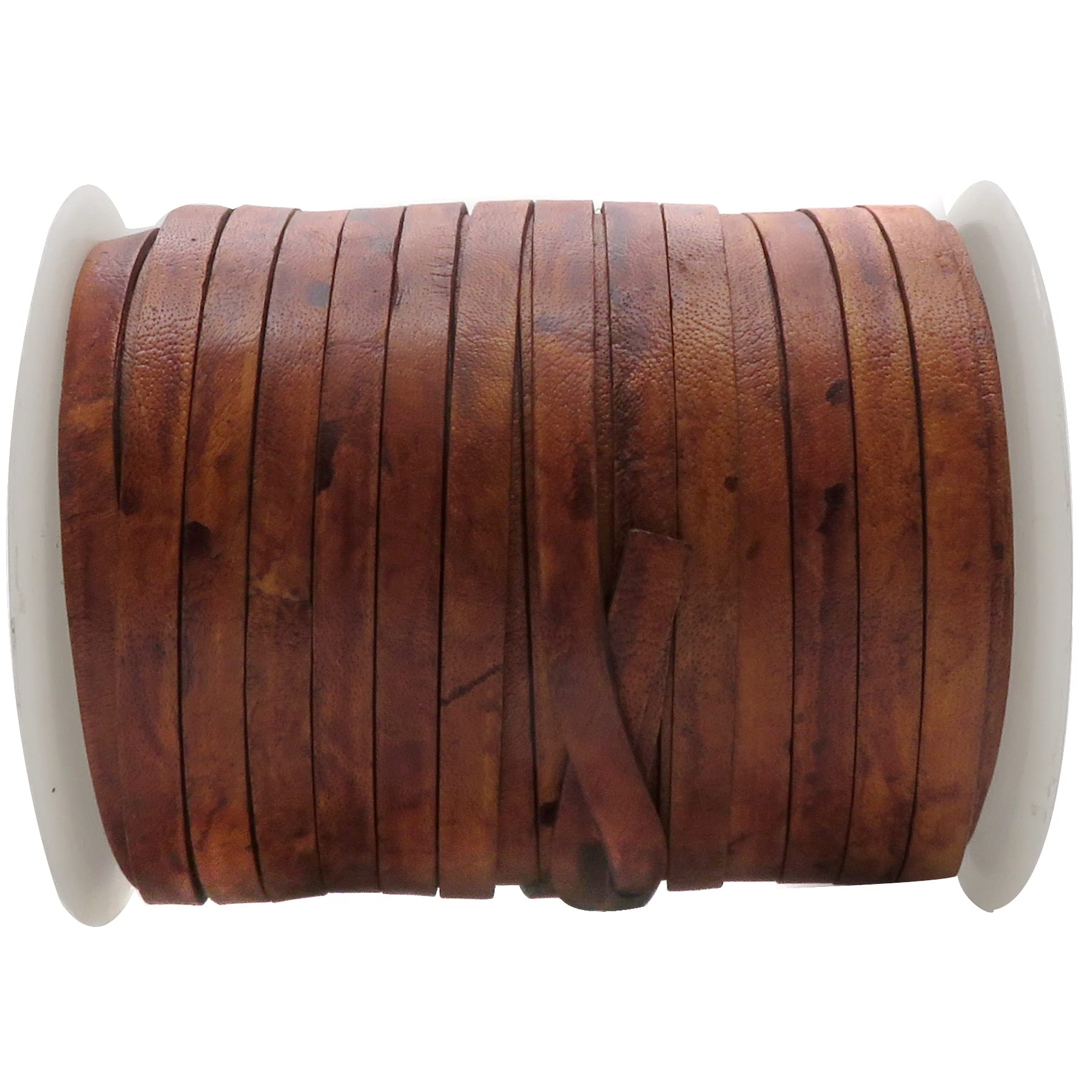 Cordon Cuir Plat 7mm X 1.5mm - 2m Marron Clair - Cuir Végétal Pour Bijoux, Sacs Ou Bracelets