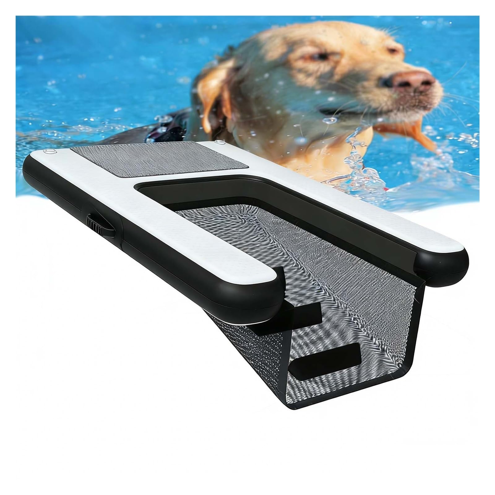 Rampe gonflable pour piscine et lac pour grands et petits chiens noir
