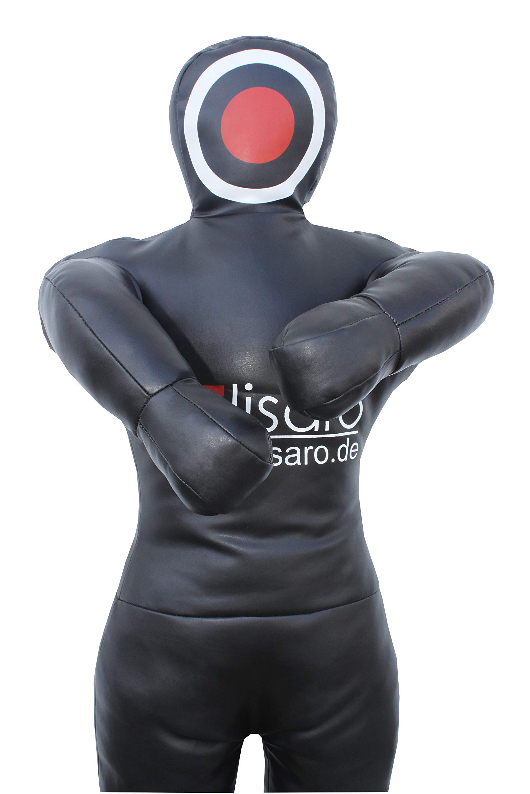 LISARO Wurfpuppe Ringerpuppe Judopuppe Ringerdummy Puppe Werfen Bodenkampf MMA Ringen aus Kunstleder GEFÜLLT Farbe: schwarz 160CM